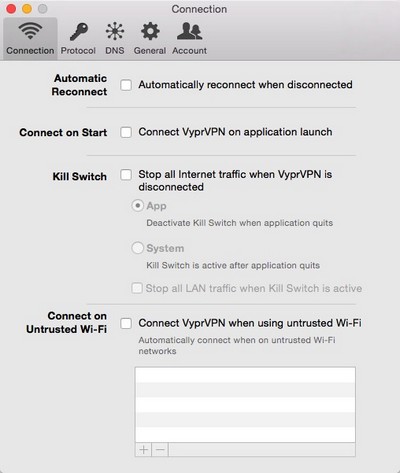 VyprVPN - Settings